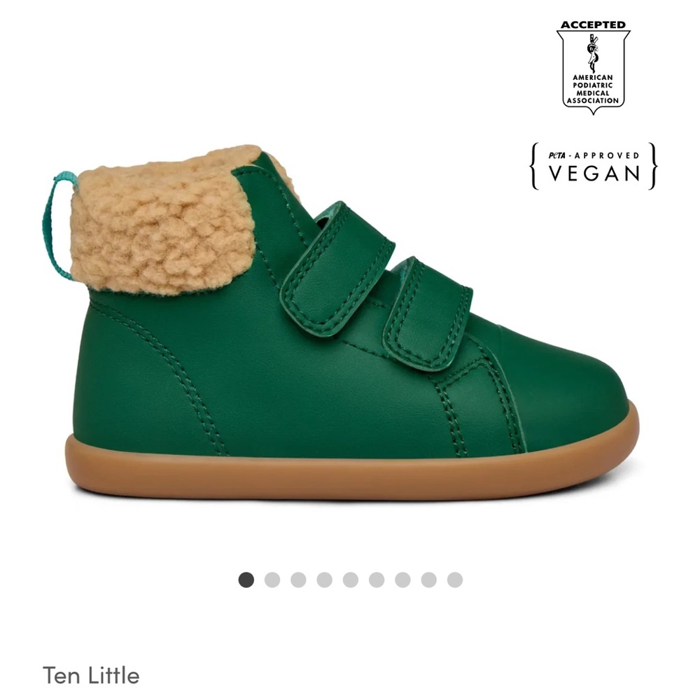 Ten Little Toddler Green Furry Kids Snow Boots